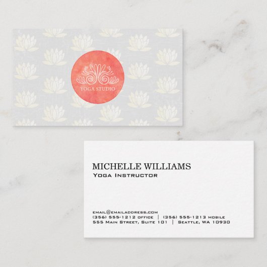 Yoga Studio Logo | Lotus Blume Muster Visitenkarte (Vorne/Hinten)