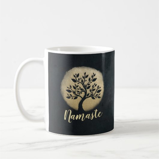 Yoga Studio Meditation Instructor Black Gold Tree Kaffeetasse (Links)