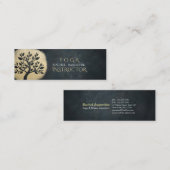 Yoga Studio Meditation Instructor Black Gold Tree Mini Visitenkarte (Vorne/Hinten)