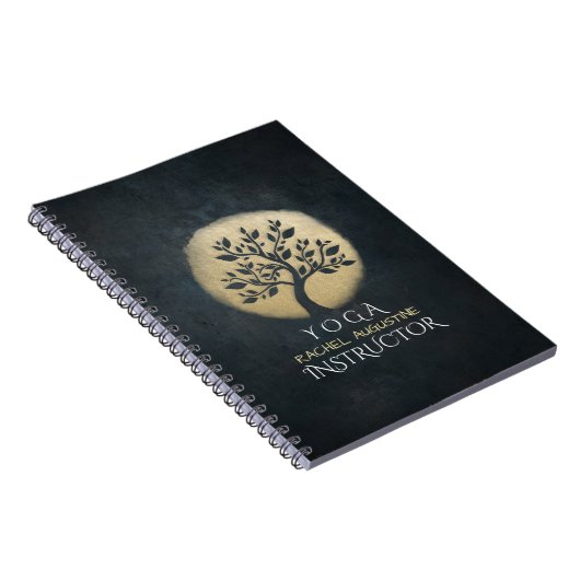 Yoga Studio Meditation Instructor Black Gold Tree Notizblock (Rechte Seite)