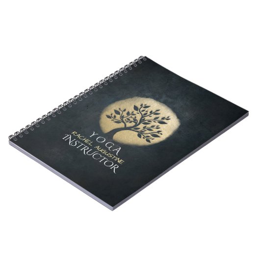Yoga Studio Meditation Instructor Black Gold Tree Notizblock (Linke Seite)