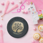 Yoga Studio Meditation Instructor Black Gold Tree Pappteller (Party)