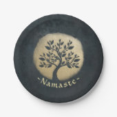 Yoga Studio Meditation Instructor Black Gold Tree Pappteller (Vorderseite)