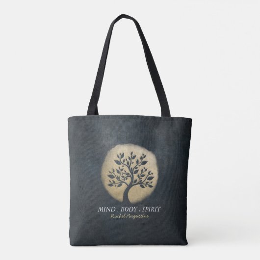 Yoga Studio Meditation Instructor Black Gold Tree Tasche (Rückseite)
