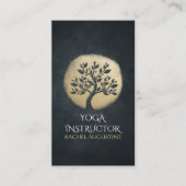 Yoga Studio Meditation Instructor Black Gold Tree Visitenkarte (Vorderseite)