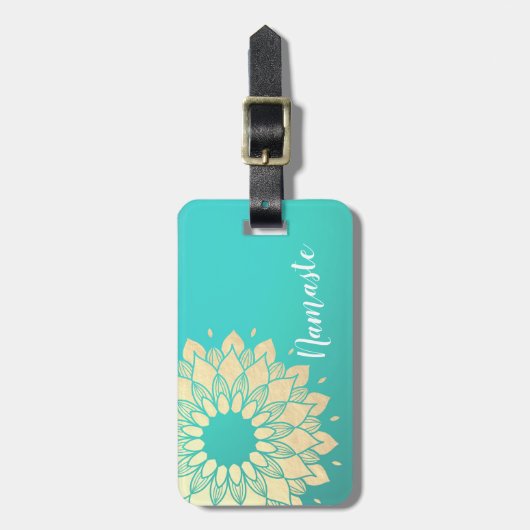 Yoga Studio Meditation Instructor Golden Mandala Gepäckanhänger (Vorderseite vertikal)