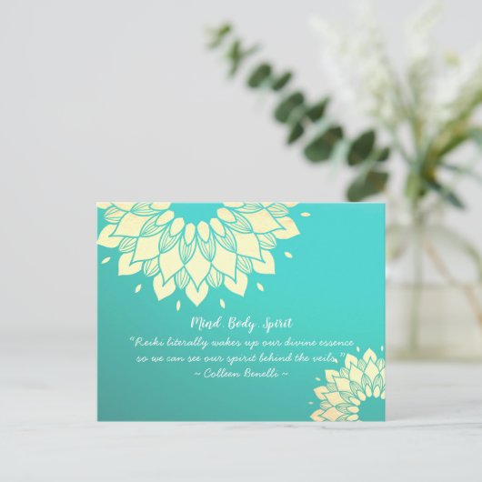 Yoga Studio Meditation Instructor Golden Mandala Postkarte (Stehend Vorderseite)