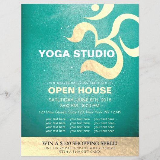 Yoga Studio Meditation Instructor Om Open House Flyer (Vorne)