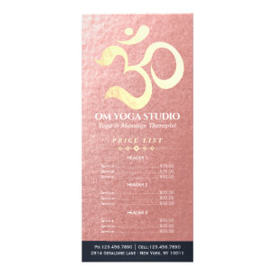 Yoga Studio Meditation Instructor Om Price List Werbekarte
