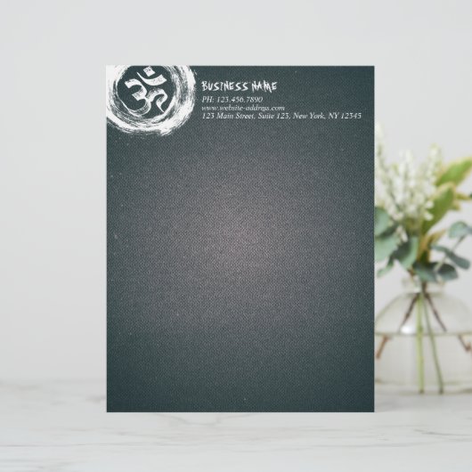 YOGA Studio Meditation Instructor OM & ZEN Symbole Briefbogen (Stehend Vorderseite)