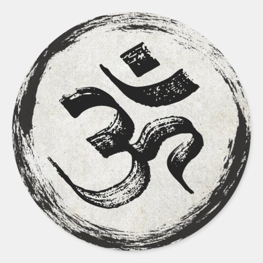 YOGA Studio Meditation Instructor OM & ZEN Symbole Runder Aufkleber (Vorderseite)