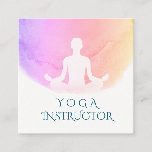 Yoga Studio Meditation Instructor Sukhasana Pose Quadratische Visitenkarte (Vorderseite)