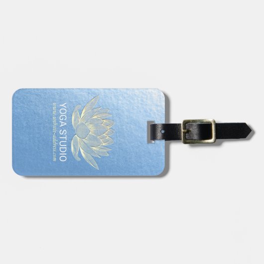 YOGA Studio Meditation Reiki Instructor Gold Lotus Gepäckanhänger (Vorderseite horizontal)