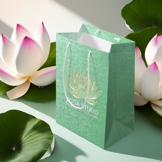 YOGA Studio Meditation Reiki Instructor Gold Lotus Mittlere Geschenktüte