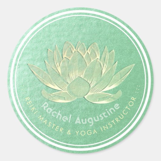 YOGA Studio Meditation Reiki Instructor Gold Lotus Runder Aufkleber (Vorderseite)