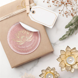 YOGA Studio Meditation Reiki Instructor Gold Lotus Runder Aufkleber