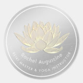YOGA Studio Meditation Reiki Instructor Gold Lotus Runder Aufkleber (Vorderseite)