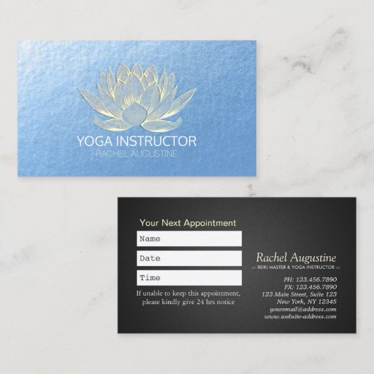 YOGA Studio Meditation Reiki Instructor Gold Lotus Terminkarte (Vorne/Hinten)
