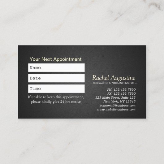 YOGA Studio Meditation Reiki Instructor Gold Lotus Terminkarte (Rückseite)