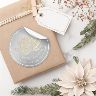 YOGA Studio Meditation Reiki Lehrer Gold Lotus Runder Aufkleber