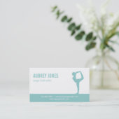 Yoga Studio Modern Business Card - Aqua Visitenkarte (Stehend Vorderseite)