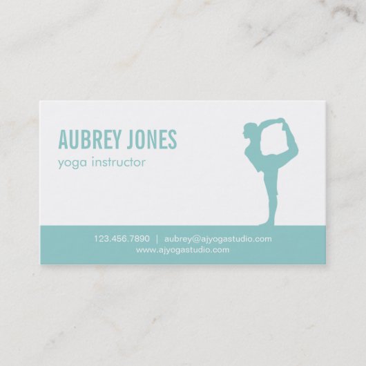 Yoga Studio Modern Business Card - Aqua Visitenkarte (Vorderseite)