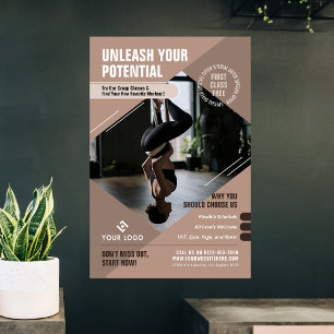 Yoga Studio Neutral Beige Wellness Gym Förderung Poster