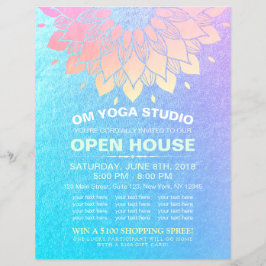 YOGA Studio Open House Gold Foil Mandala Blume F Flyer