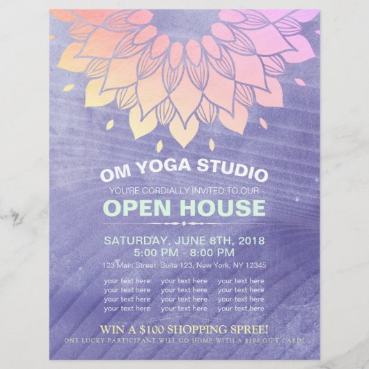 YOGA Studio Open House Gold Foil Mandala Flyer (Vorne)