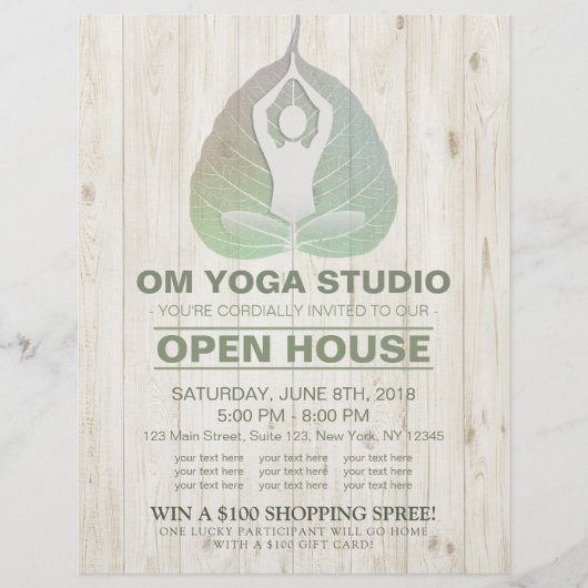 YOGA Studio Open House Meditation Pose Bodhi Leaf Flyer (Vorne)