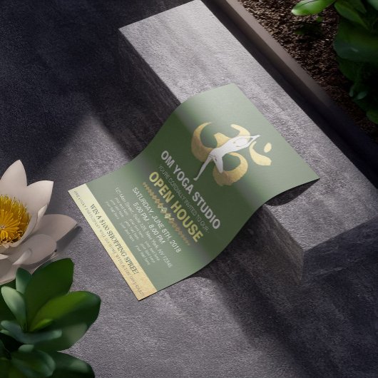 YOGA Studio Open House Meditation Pose & OM Symbol Flyer