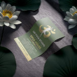 YOGA Studio Open House Meditation Pose & OM Symbol Flyer<br><div class="desc">Yoga Studio Meditation Instructor / Life Coach / Healer / Reiki Master / Massage Therapy Open House Flyer Template - Moderne Yoga Meditation Pose / Tree Pose (Vrksansana) und Imitate Gold Foil OM Symbol auf grünem Hintergrund.</div>