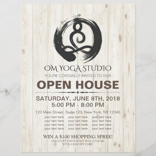 YOGA Studio Open House Meditation Pose Zen Symbol Flyer (Vorne)