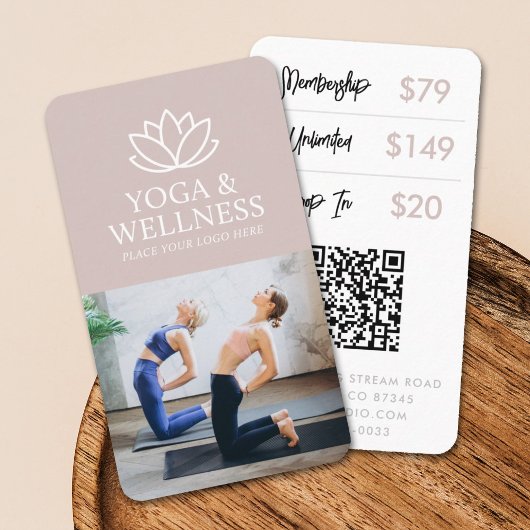 Yoga Studio Promotional Business Card QR Code Visitenkarte