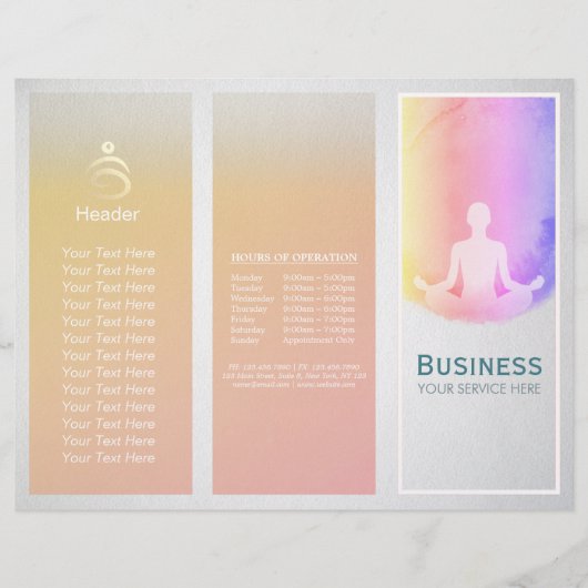 Yoga Studio Tri-Fold Broschüren Life Coach Healer (Vorne)