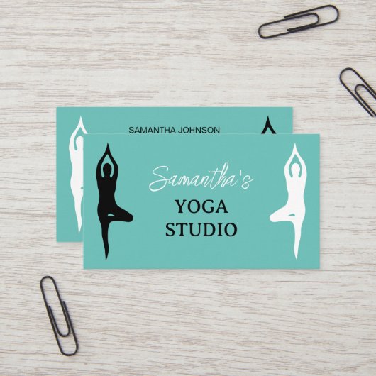 Yoga Studio Visitenkartenvorlage mit Pose Logo Visitenkarte (Vorderseite/Rückseite Beispiel)