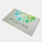 YOGA Studio Welcome Doormat Colorful Lotus Mandala Fußmatte (Schrägansicht)