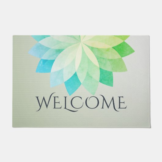 YOGA Studio Welcome Doormat Colorful Lotus Mandala Fußmatte (Vorderseite)