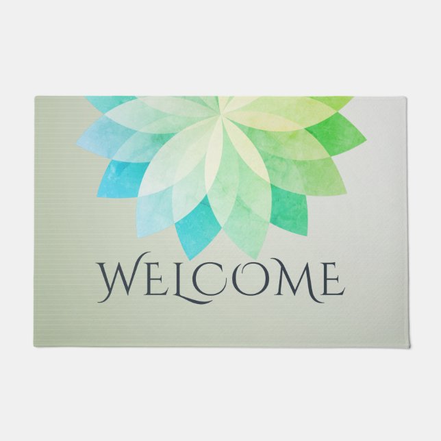 YOGA Studio Welcome Doormat Colorful Lotus Mandala Fußmatte (Vorderseite)