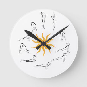 yoga sun salutation runde wanduhr