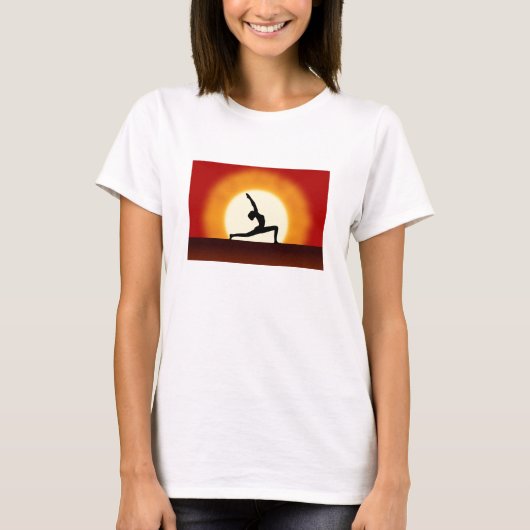 Yoga Sunrise Posing Silhouette Ladys T - Shirt (Vorderseite)