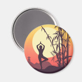 Yoga Sunset Liebe Magnet (Vorderseite/Rückseite)