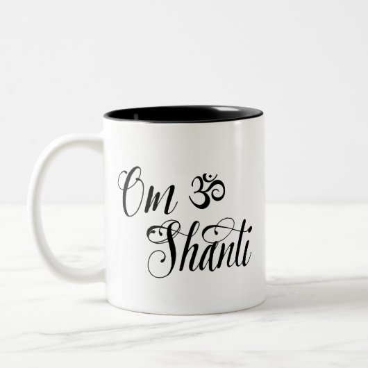 Yoga-Tasse OM Shanti Zweifarbige Tasse (Links)