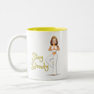 Yoga-Tassen-Weiß mit Gelb Zweifarbige Tasse
