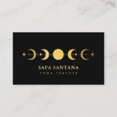 Yoga Teacher Moon setzt Schwarz und Gold Visitenkarte (Vorderseite)