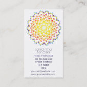 Yoga Teacher Radiance Rainbow Mandala Art Visitenkarte (Rückseite)