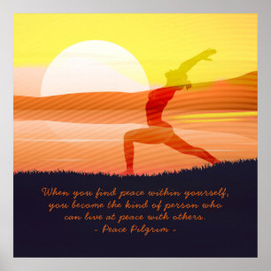 Yoga Teacher Sun Salutation Half Moon Pose Quote Poster