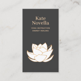 Yoga Teacher White Lotus Black Business Card Visitenkarte