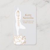 Yoga Teacher White Lotus Black Business Card Visitenkarte (Vorderseite)