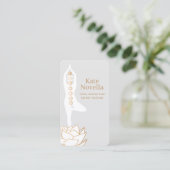 Yoga Teacher White Lotus Black Business Card Visitenkarte (Stehend Vorderseite)